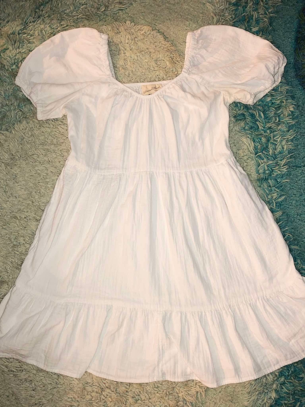 White Puff-Sleeve Kids Dress